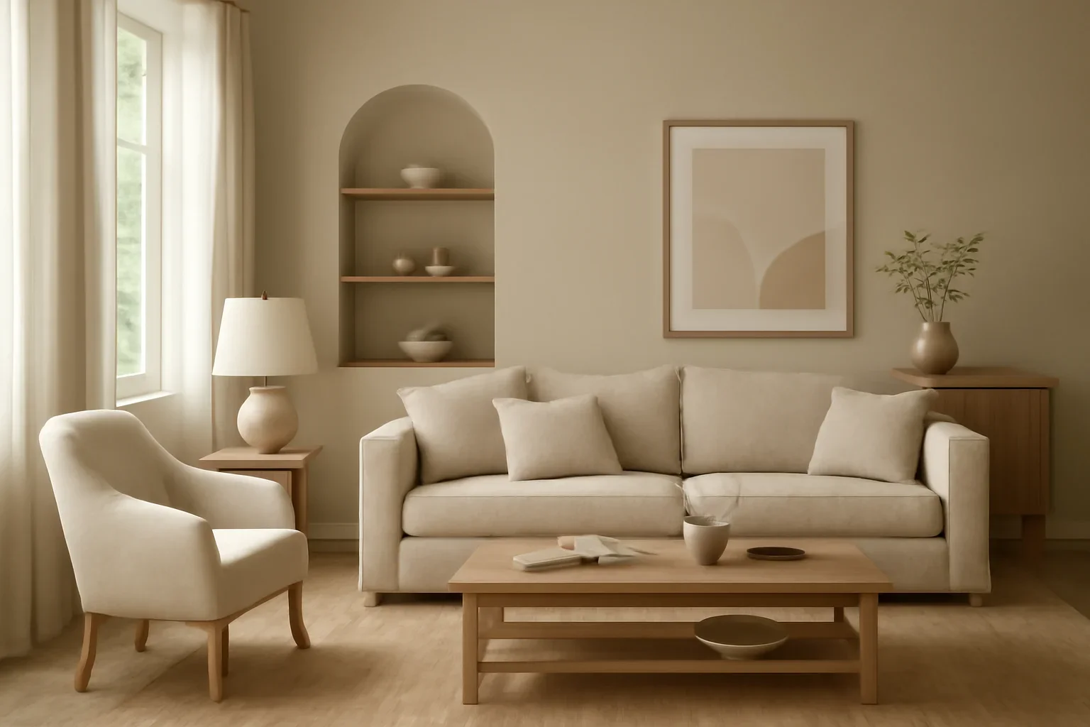Home concept shown in a warm, thoughtfully layered interior.